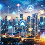 networked cityscape with connected icons (1)